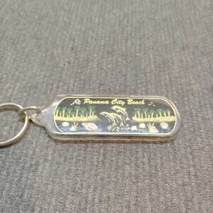 Panama City Beach Dolphins Keychain Fl USA Metal Souvenir Travel Collectible